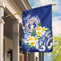 Northern Mariana Islands Garden Flag Polynesian Pattern With Frangipani LT05 House Flag Navy - Polynesian Pride