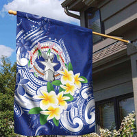 Northern Mariana Islands Garden Flag Polynesian Pattern With Frangipani LT05 - Polynesian Pride