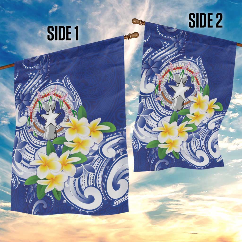 Northern Mariana Islands Garden Flag Polynesian Pattern With Frangipani LT05 - Polynesian Pride