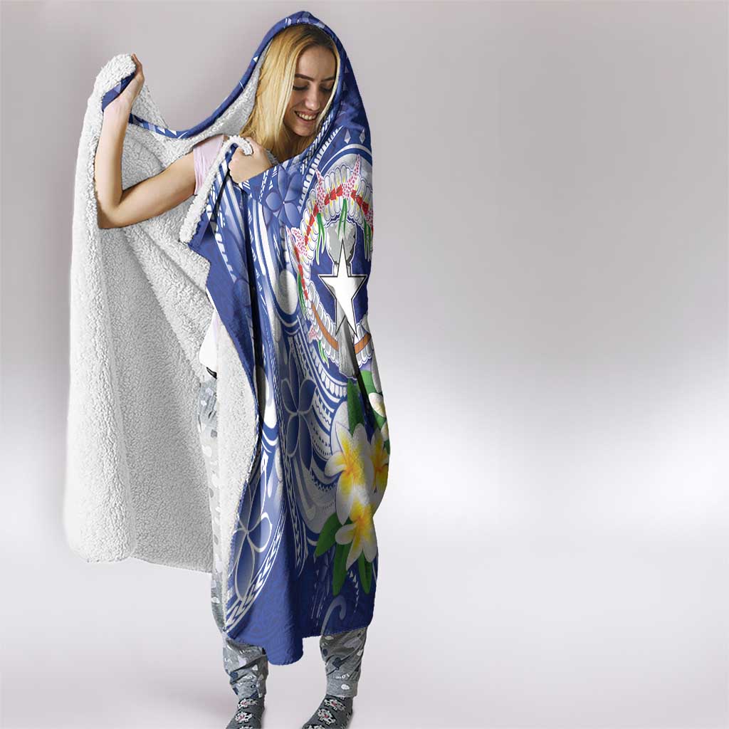 Northern Mariana Islands Hooded Blanket Polynesian Pattern With Frangipani