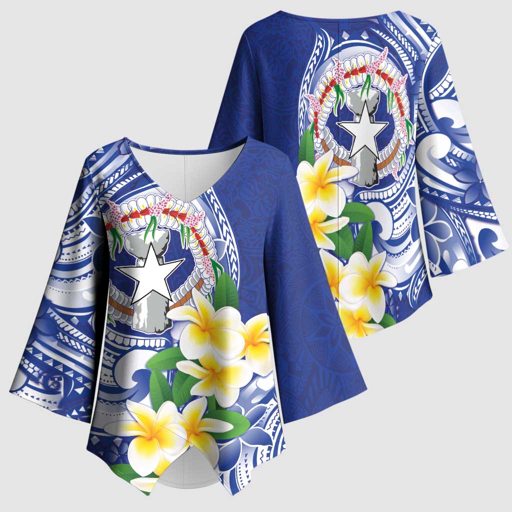 Northern Mariana Islands Kimono Sleeve Blouse Polynesian Pattern With Frangipani