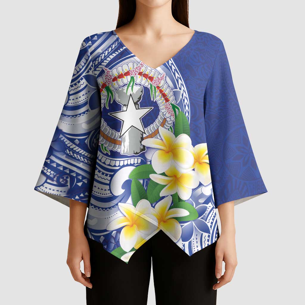 Northern Mariana Islands Kimono Sleeve Blouse Polynesian Pattern With Frangipani