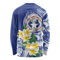Northern Mariana Islands Long Sleeve Shirt Polynesian Pattern With Frangipani LT05 - Polynesian Pride