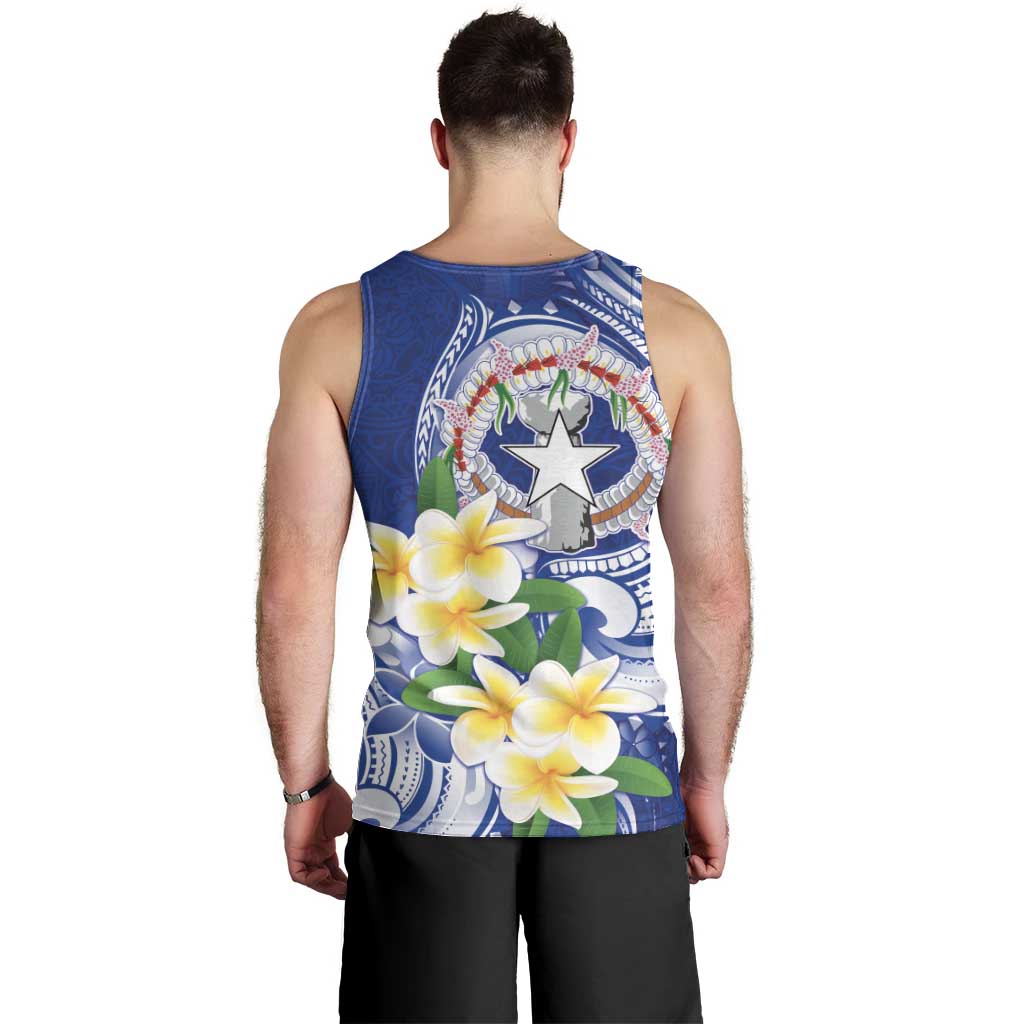 Northern Mariana Islands Men Tank Top Polynesian Pattern With Frangipani