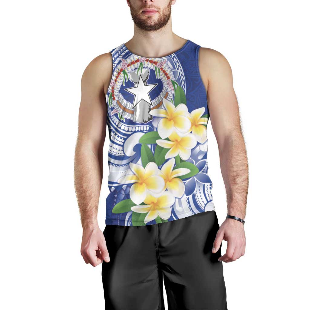 Northern Mariana Islands Men Tank Top Polynesian Pattern With Frangipani