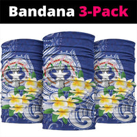 Northern Mariana Islands Neck Gaiter Polynesian Pattern With Frangipani LT05 package One Size: 25*50cm Navy - Polynesian Pride