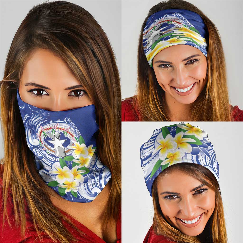 Northern Mariana Islands Neck Gaiter Polynesian Pattern With Frangipani LT05 - Polynesian Pride