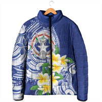 Northern Mariana Islands Padded Jacket Polynesian Pattern With Frangipani LT05 - Polynesian Pride