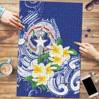 Northern Mariana Islands Puzzle Polynesian Pattern With Frangipani