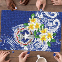 Northern Mariana Islands Puzzle Polynesian Pattern With Frangipani