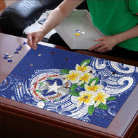 Northern Mariana Islands Puzzle Polynesian Pattern With Frangipani