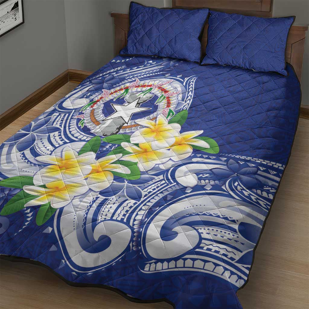 Northern Mariana Islands Quilt Bed Set Polynesian Pattern With Frangipani
