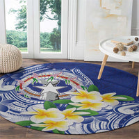 Northern Mariana Islands Round Carpet Polynesian Pattern With Frangipani LT05 - Polynesian Pride