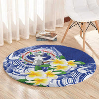 Northern Mariana Islands Round Carpet Polynesian Pattern With Frangipani LT05 - Polynesian Pride