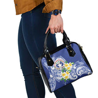 Northern Mariana Islands Shoulder Handbag Polynesian Pattern With Frangipani