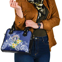 Northern Mariana Islands Shoulder Handbag Polynesian Pattern With Frangipani