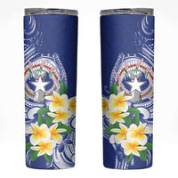 Northern Mariana Islands Skinny Tumbler Polynesian Pattern With Frangipani
