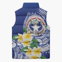 Northern Mariana Islands Sleeveless Puffer Jacket Polynesian Pattern With Frangipani