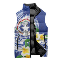 Northern Mariana Islands Sleeveless Puffer Jacket Polynesian Pattern With Frangipani