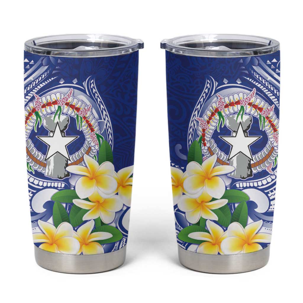 Northern Mariana Islands Tumbler Cup Polynesian Pattern With Frangipani LT05 Navy - Polynesian Pride