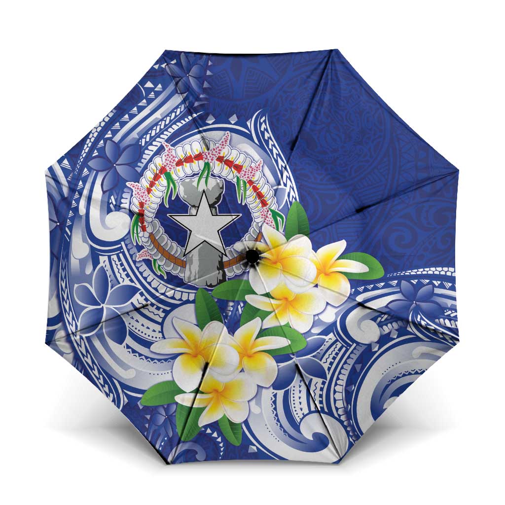 Northern Mariana Islands Umbrella Polynesian Pattern With Frangipani LT05 One Size Folded 11.42 inch Opened Diameter 37.4 inch Navy - Polynesian Pride