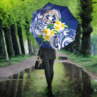 Northern Mariana Islands Umbrella Polynesian Pattern With Frangipani