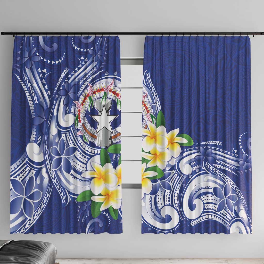 Northern Mariana Islands Window Curtain Polynesian Pattern With Frangipani