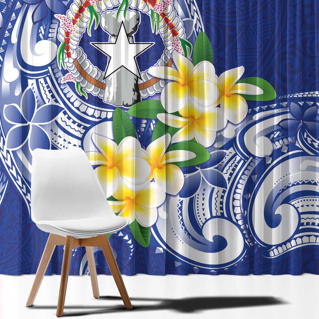 Northern Mariana Islands Window Curtain Polynesian Pattern With Frangipani