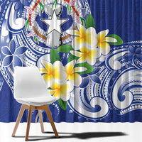 Northern Mariana Islands Window Curtain Polynesian Pattern With Frangipani