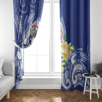 Northern Mariana Islands Window Curtain Polynesian Pattern With Frangipani