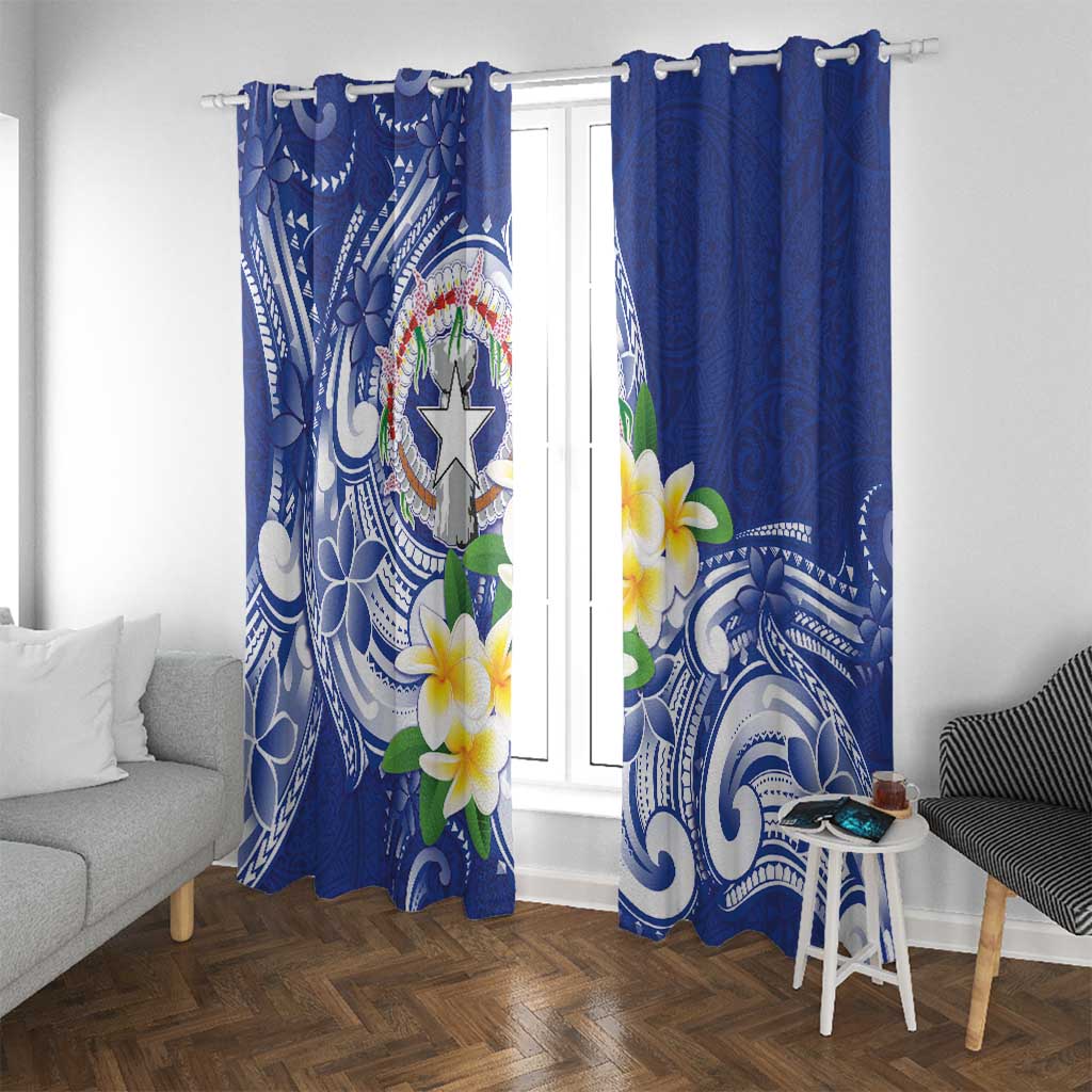 Northern Mariana Islands Window Curtain Polynesian Pattern With Frangipani