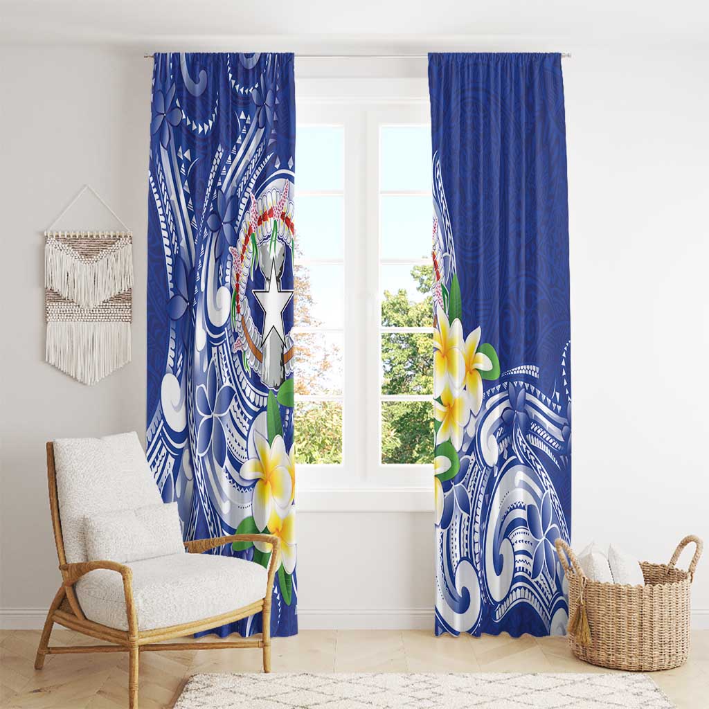 Northern Mariana Islands Window Curtain Polynesian Pattern With Frangipani