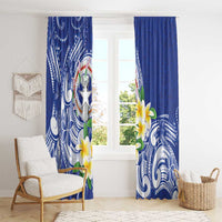 Northern Mariana Islands Window Curtain Polynesian Pattern With Frangipani