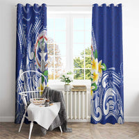 Northern Mariana Islands Window Curtain Polynesian Pattern With Frangipani