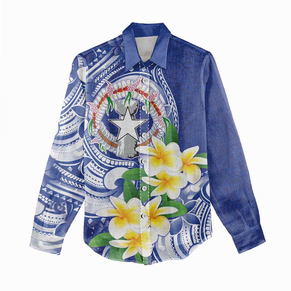Northern Mariana Islands Women Casual Shirt Polynesian Pattern With Frangipani LT05 - Polynesian Pride