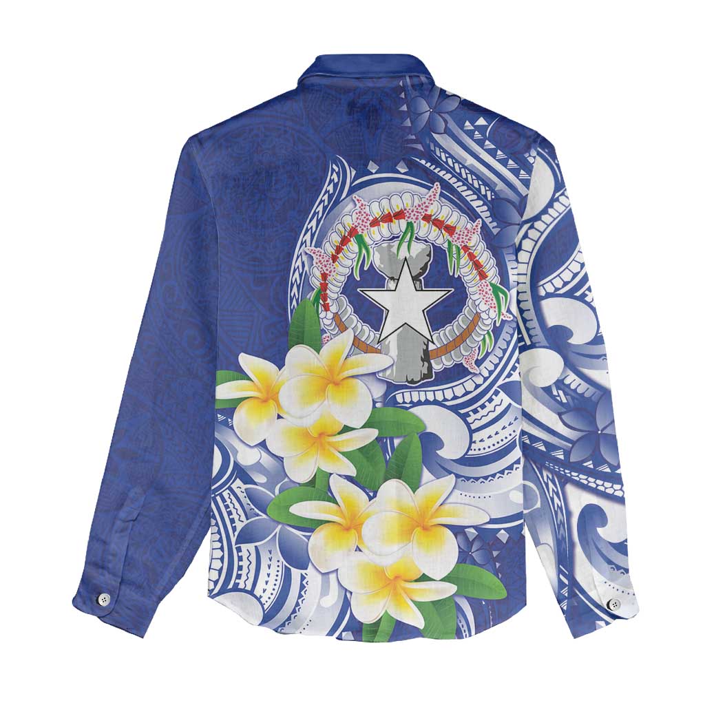 Northern Mariana Islands Women Casual Shirt Polynesian Pattern With Frangipani LT05 - Polynesian Pride