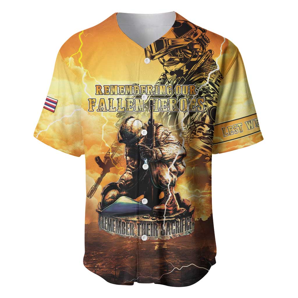 Hawaii Memorial Day Baseball Jersey Remember Their Sacrifice LT05 Yellow - Polynesian Pride