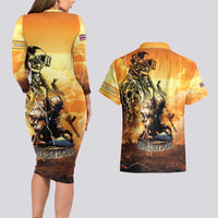 Hawaii Memorial Day Couples Matching Long Sleeve Bodycon Dress and Hawaiian Shirt Remember Their Sacrifice LT05 - Polynesian Pride