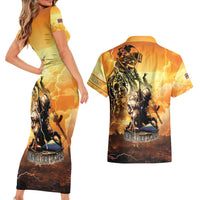 Hawaii Memorial Day Couples Matching Short Sleeve Bodycon Dress and Hawaiian Shirt Remember Their Sacrifice