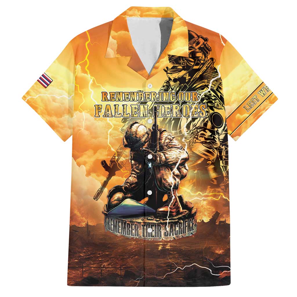 Hawaii Memorial Day Family Matching Long Sleeve Bodycon Dress and Hawaiian Shirt Remember Their Sacrifice LT05 Dad's Shirt - Short Sleeve Yellow - Polynesian Pride