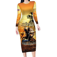 Hawaii Memorial Day Family Matching Long Sleeve Bodycon Dress and Hawaiian Shirt Remember Their Sacrifice LT05 Mom's Dress Yellow - Polynesian Pride
