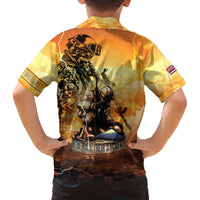 Hawaii Memorial Day Family Matching Off The Shoulder Long Sleeve Dress and Hawaiian Shirt Remember Their Sacrifice