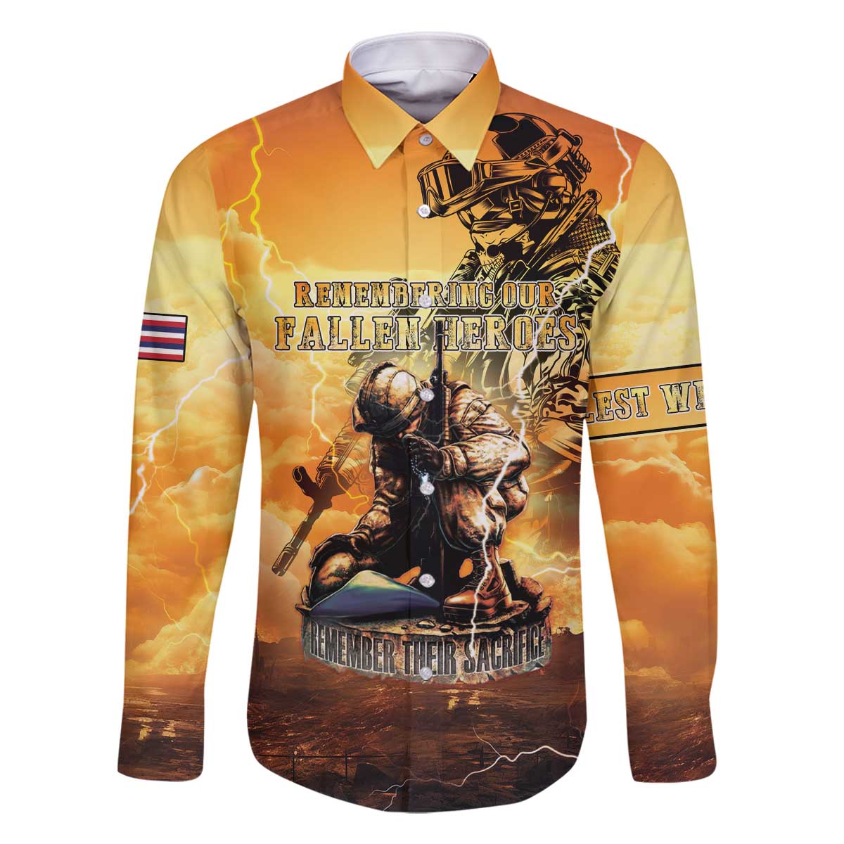 Hawaii Memorial Day Family Matching Off The Shoulder Long Sleeve Dress and Hawaiian Shirt Remember Their Sacrifice