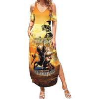 Hawaii Memorial Day Family Matching Summer Maxi Dress and Hawaiian Shirt Remember Their Sacrifice LT05 Mom's Dress Yellow - Polynesian Pride