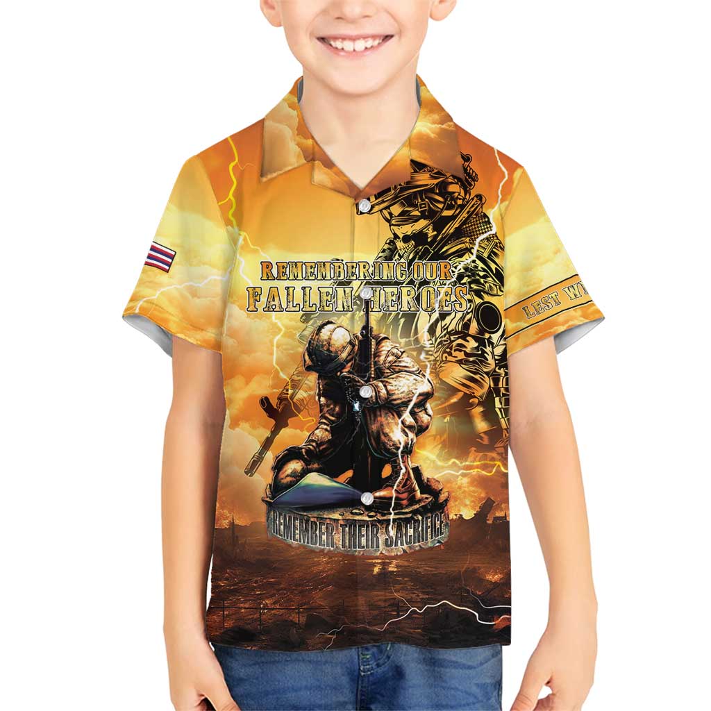 Hawaii Memorial Day Family Matching Tank Maxi Dress and Hawaiian Shirt Remember Their Sacrifice LT05 Son's Shirt Yellow - Polynesian Pride
