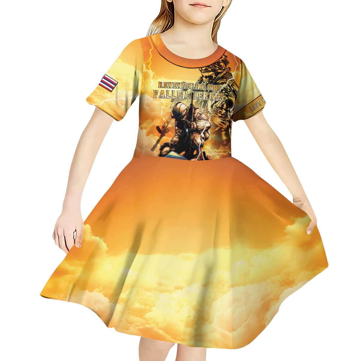 Hawaii Memorial Day Kid Short Sleeve Dress Remember Their Sacrifice