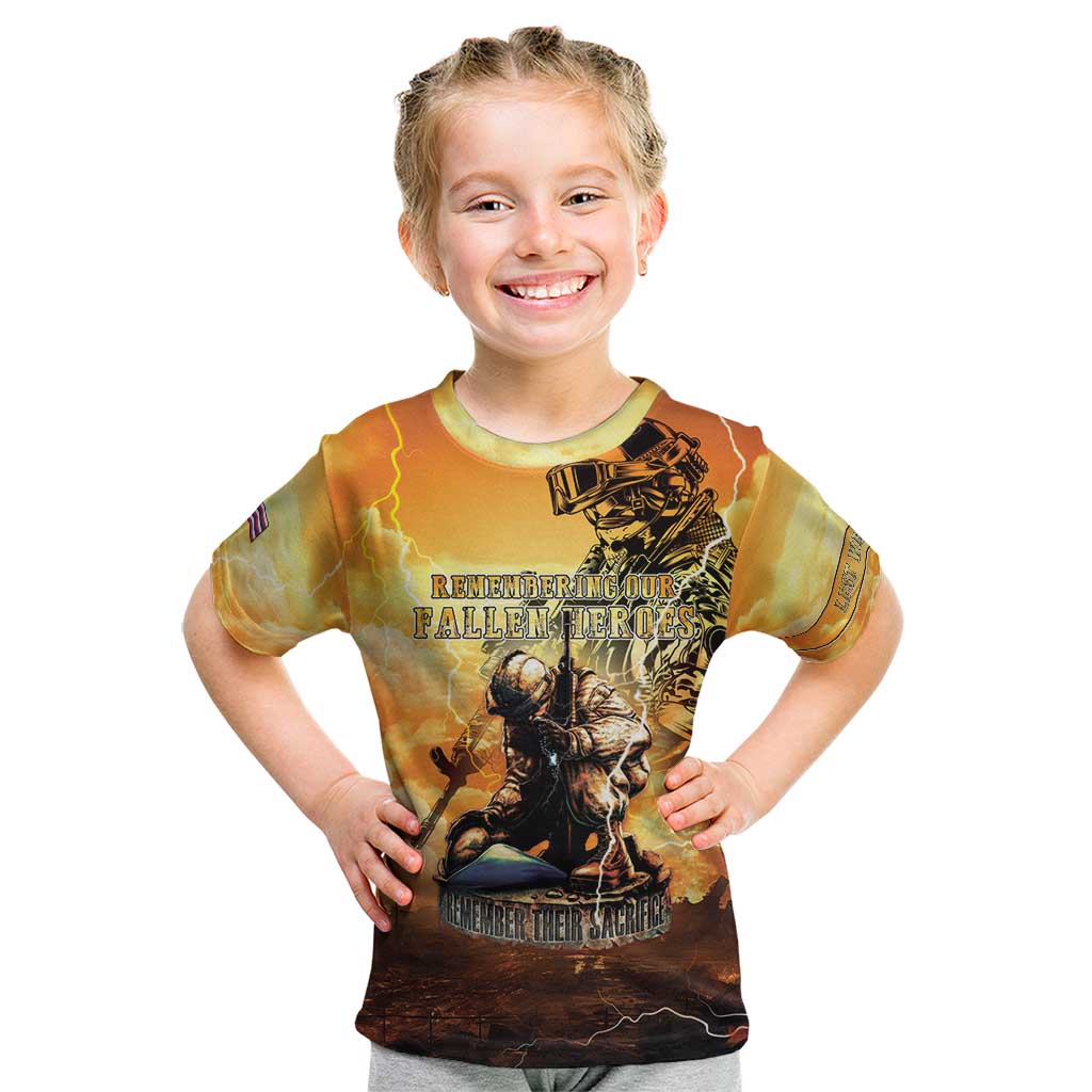 Hawaii Memorial Day Kid T Shirt Remember Their Sacrifice LT05 Yellow - Polynesian Pride