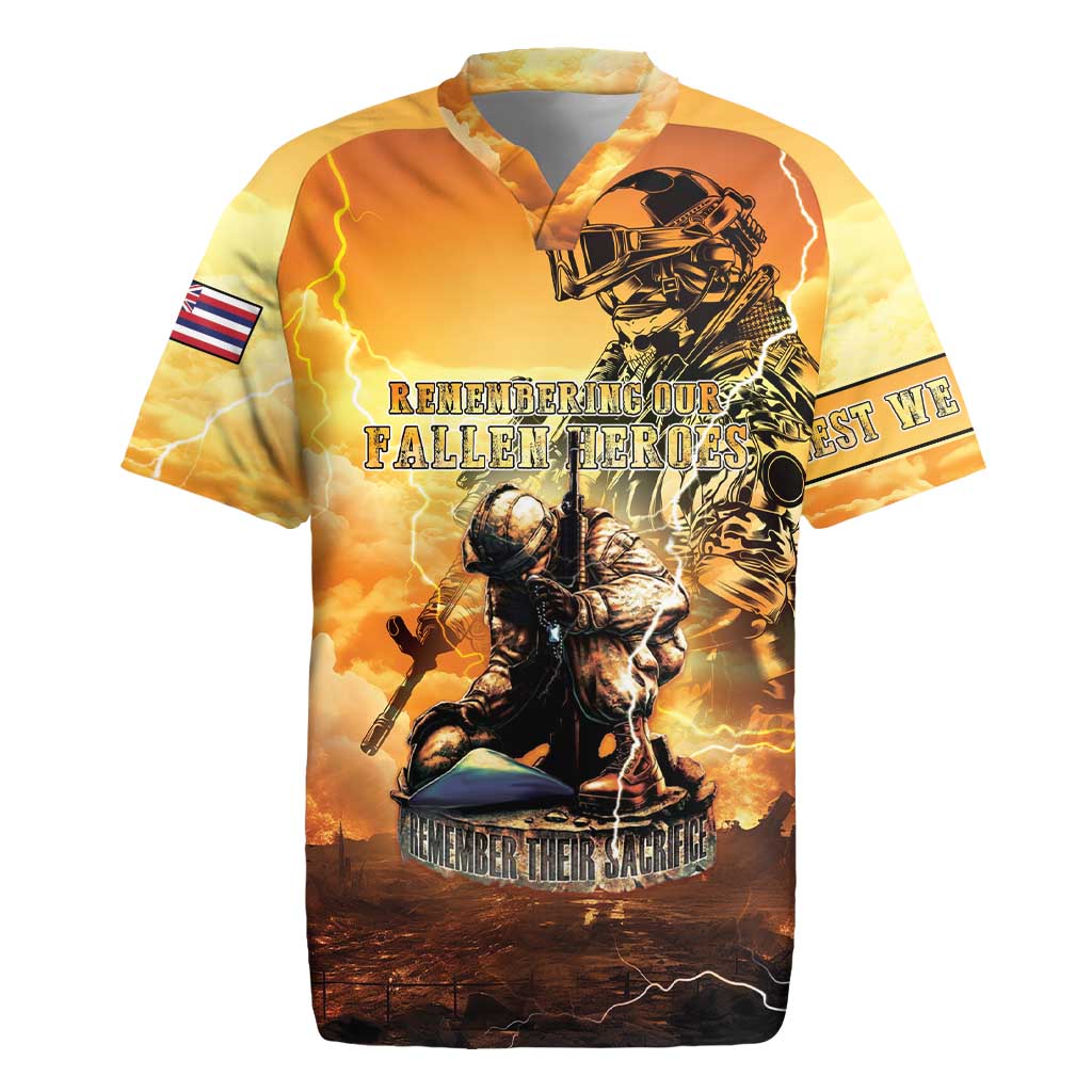 Hawaii Memorial Day Rugby Jersey Remember Their Sacrifice LT05 Yellow - Polynesian Pride