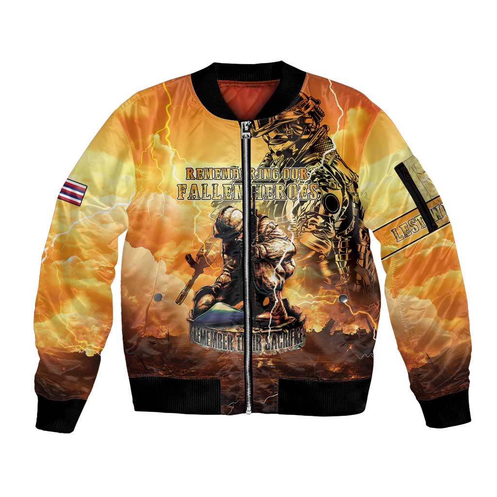 Hawaii Memorial Day Sleeve Zip Bomber Jacket Remember Their Sacrifice LT05 Unisex Yellow - Polynesian Pride