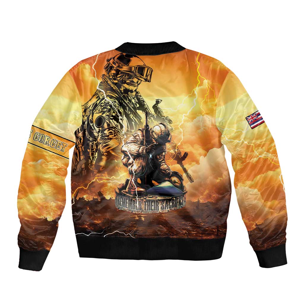 Hawaii Memorial Day Sleeve Zip Bomber Jacket Remember Their Sacrifice LT05 - Polynesian Pride